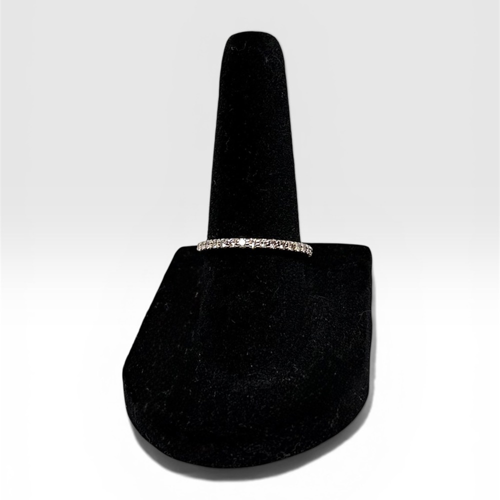 14K White Gold Diamond Stack Ring – Real Diamonds – Minimalist Band -SOLD-